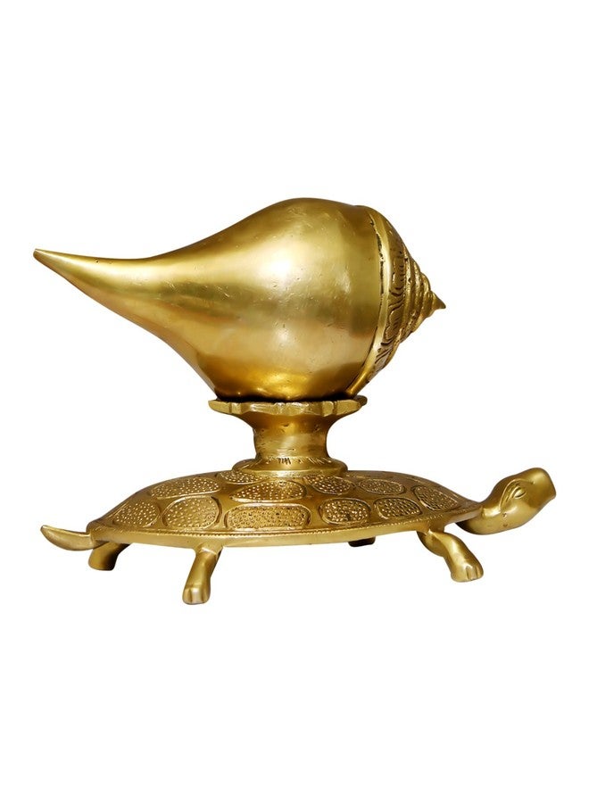 CRAFTHUT Brass Turtle with Shankh Showpiece - 7 Inch (1.2Kg) - Decorative Item for Pooja, Feng Shui & Vaastu - Image 3